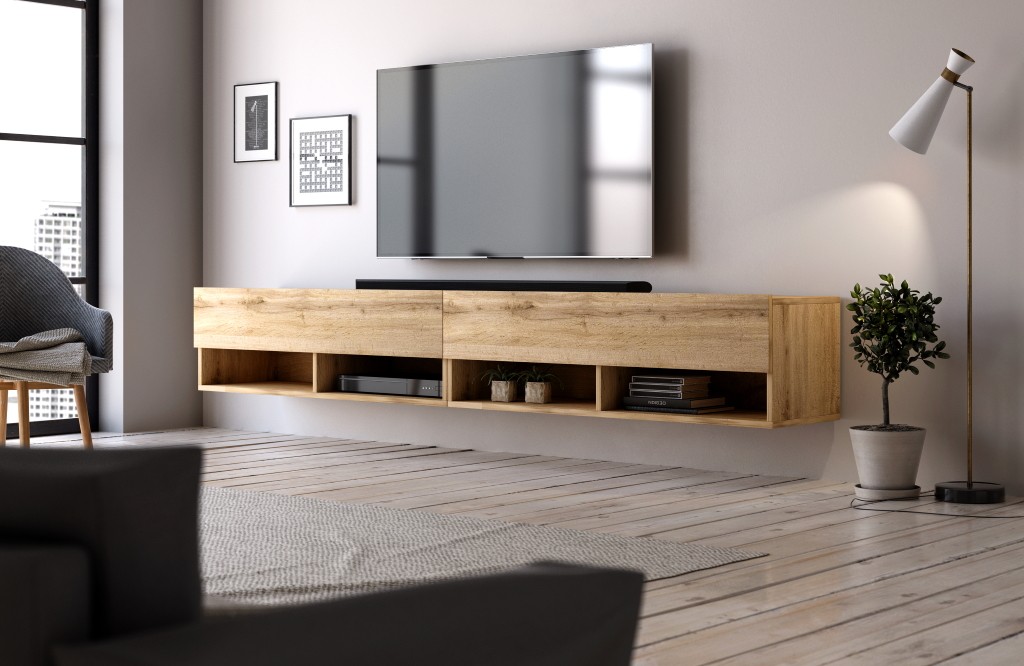 Herformuleren creëren weg Een zwevend TV meubel de oplossing voor een kleine woonkamer - Marit Andrea